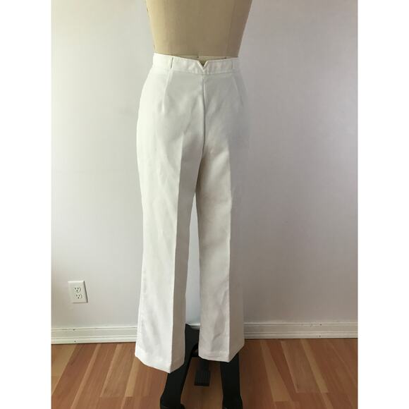 SIZE M Vintage Tapered Leg White Trousers Pants Pleated 1970s - Picture 5 of 6